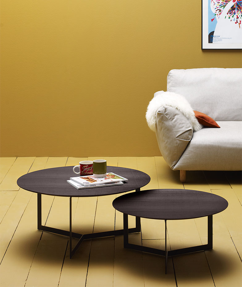 TREKU - Table basse KABI BOIS Ø65xH31cm Pieds GRAPHITE