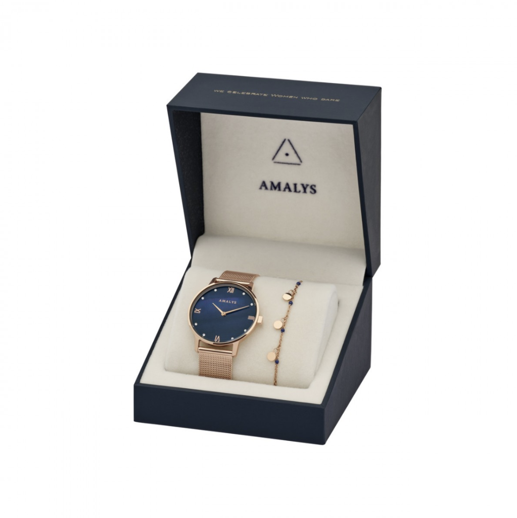 AMALYS - Coffret Montre MANON + Bracelet Rose Gold