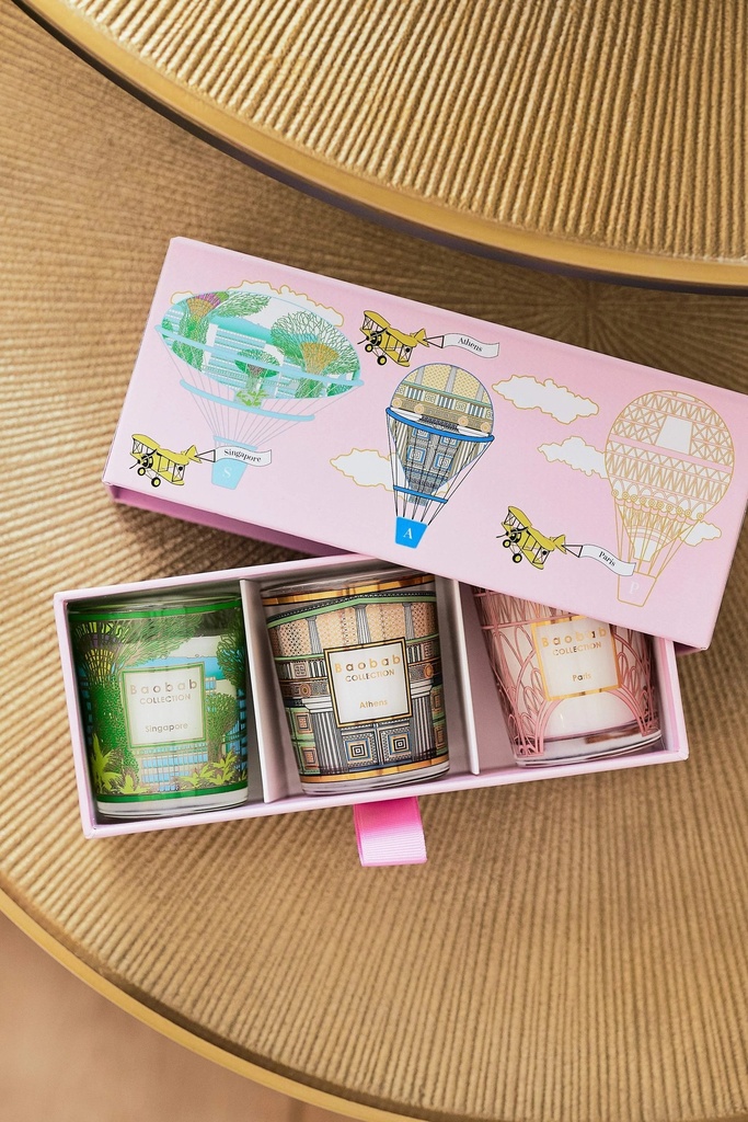 BAOBAB - Coffret TRIO TRAVEL Candles (Singapore-Athens-Paris)