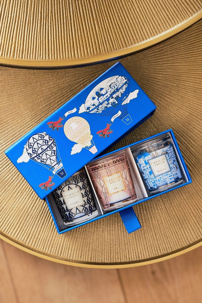BAOBAB - Coffret TRIO TRAVEL Candles (Manhattan-Paris-Mykonos)