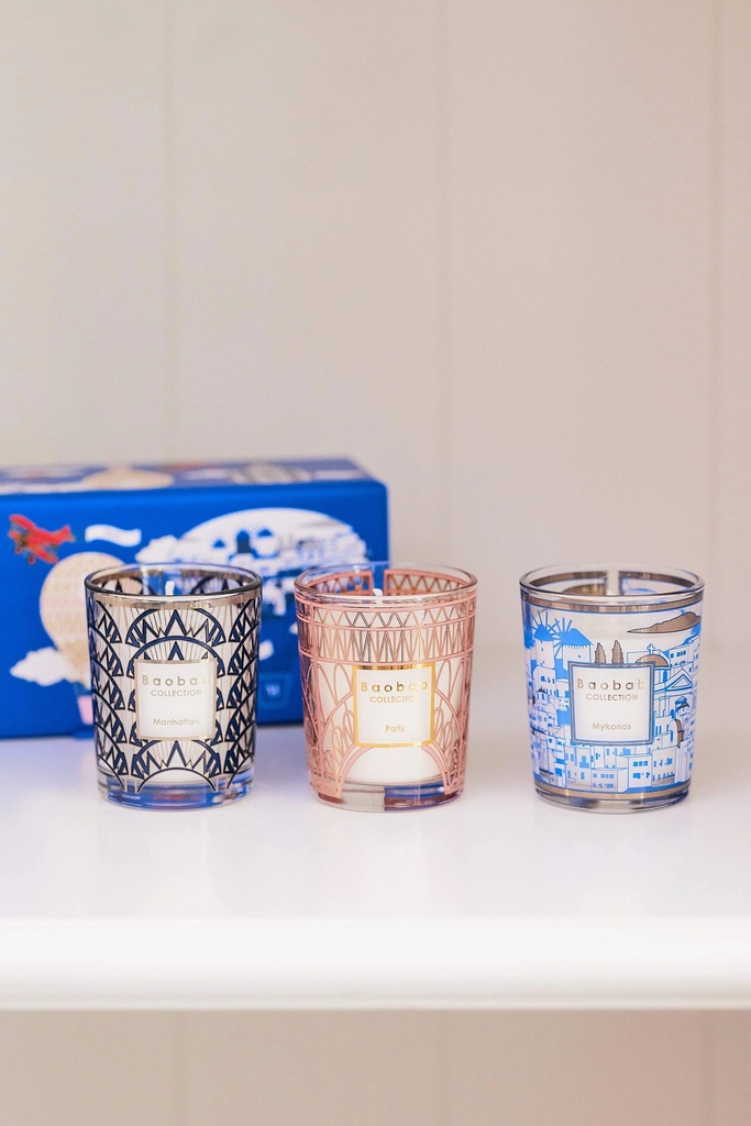 BAOBAB - Coffret TRIO TRAVEL Candles (Manhattan-Paris-Mykonos)