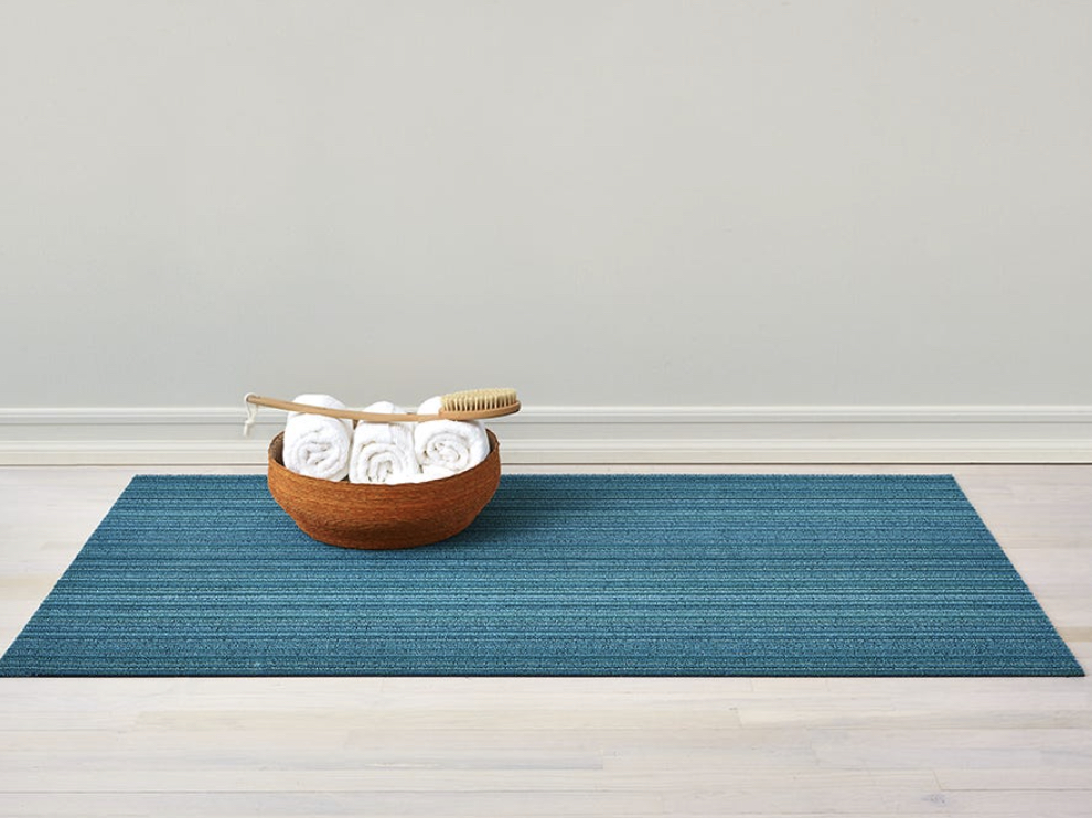 CHILEWICH - Paillasson SHAG SKINNY STRIPE Turquoise