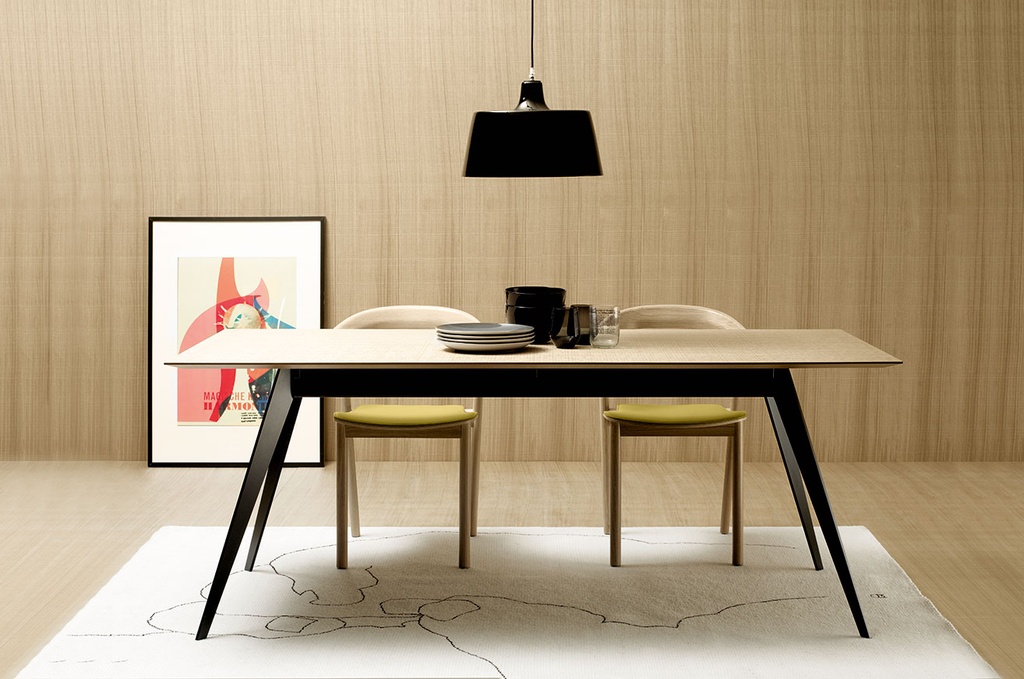 TREKU - AISE Table Fixe Rectangulaire P90xH74cm Bois/Métal Noir