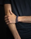 Gemini - Bracelet Triple avec pierre d'Oeil de Tigre en 6 mm et cuir Nappa (triple blue)