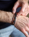 Gemini - Bracelet Triple avec pierre Onyx 6 mm et cuir Nappa