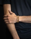 Gemini - Bracelet Triple avec pierre Onyx 6 mm et cuir Nappa