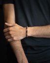 Gemini - Bracelet Triple avec pierre Onyx 6 mm et cuir Nappa
