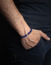 Gemini - Bracelet Triple avec pierre Onyx 6 mm et cuir Nappa