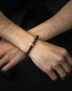 Gemini - Bracelet Triple avec pierre Onyx 6 mm et cuir Nappa