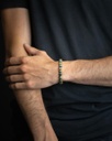 Gemini - Bracelet Triple avec pierre Onyx 6 mm et cuir Nappa