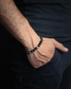 Gemini - Bracelet Triple avec pierre Onyx 6 mm et cuir Nappa