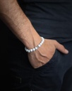 Gemini - Bracelet Triple avec pierre Onyx 6 mm et cuir Nappa
