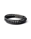 Gemini - Bracelet OLYMPUS Triple avec pierre Onyx 6 mm et cuir Nappa (Triple noir)
