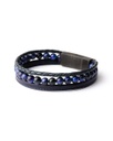 Gemini - Bracelet TRIPLE avec pierre d'Oeil de Tigre en 6 mm et cuir Nappa (triple bleu)