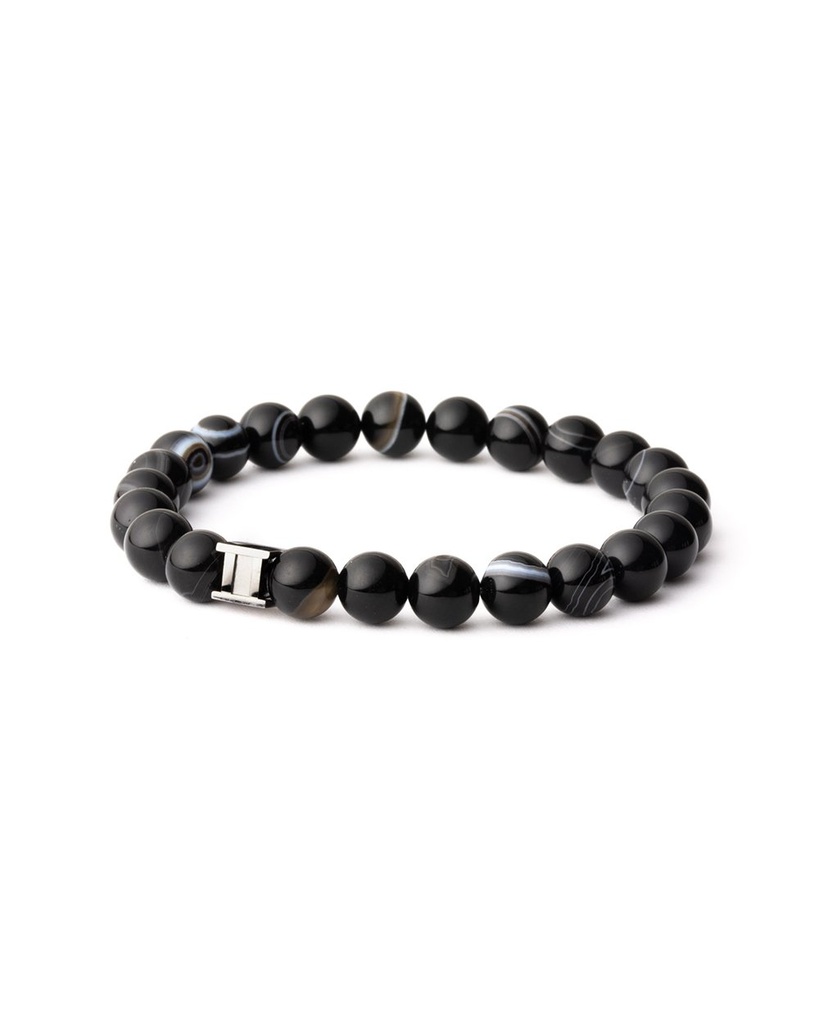 Gemini - Bracelet avec pierre d'agate mate 8 mm (Modern)