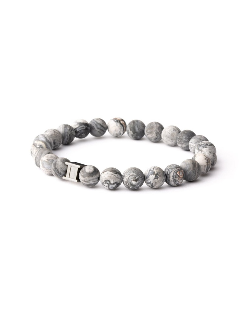 Gemini - Bracelet avec pierre Alpha gris mat 8mm