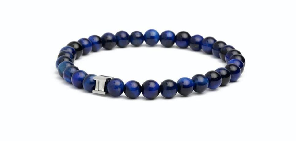 Gemini - Bracelet avec pierre 6mm Oeil de tigre Bleu (gem  dark blue)