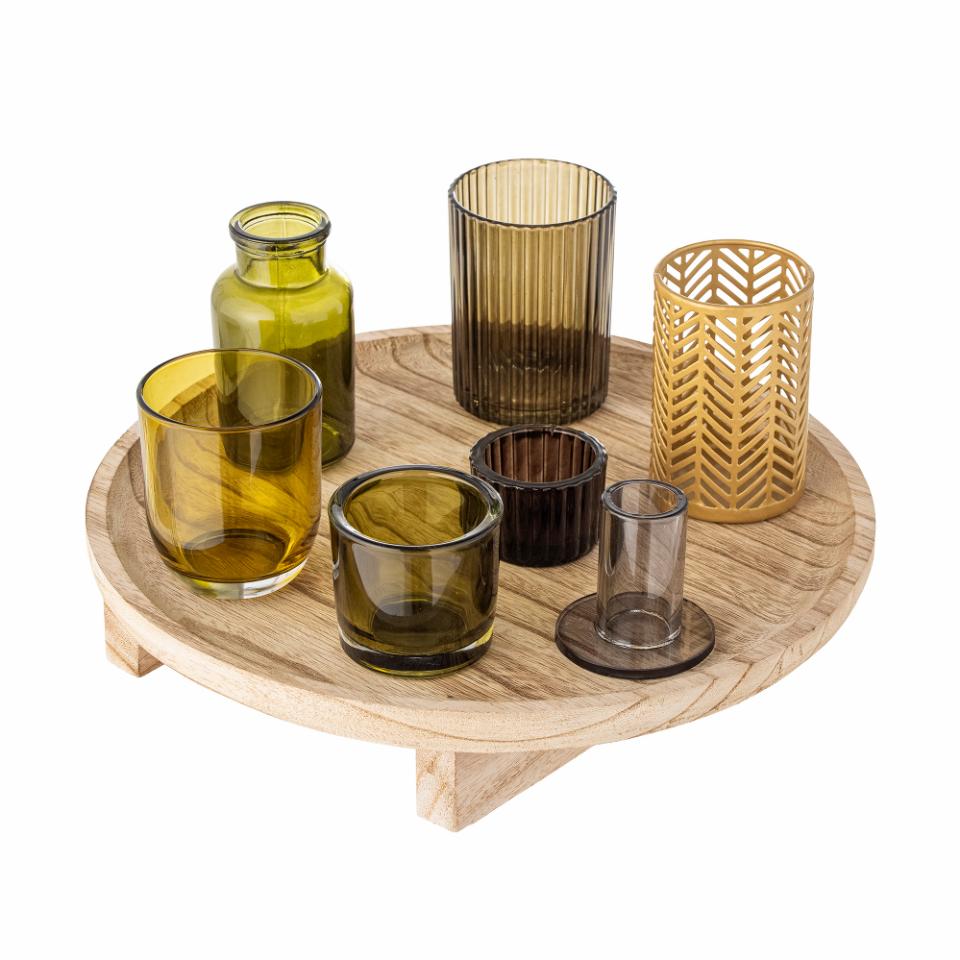 BLOOMINGVILLE - Sanga Tray w/Votive, Nature, Verre