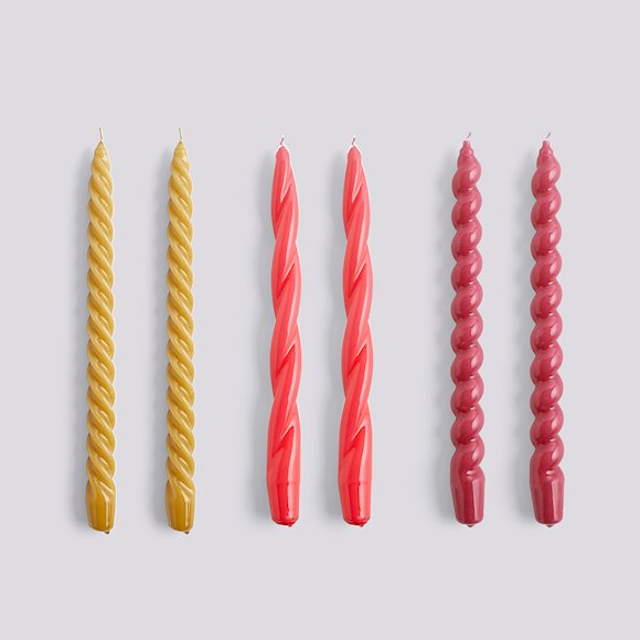 HAY - Bougie MIX LONG Candle (Set of 6) MUSTARD/RASPBERRY/DARK PUNCH (H29cm)
