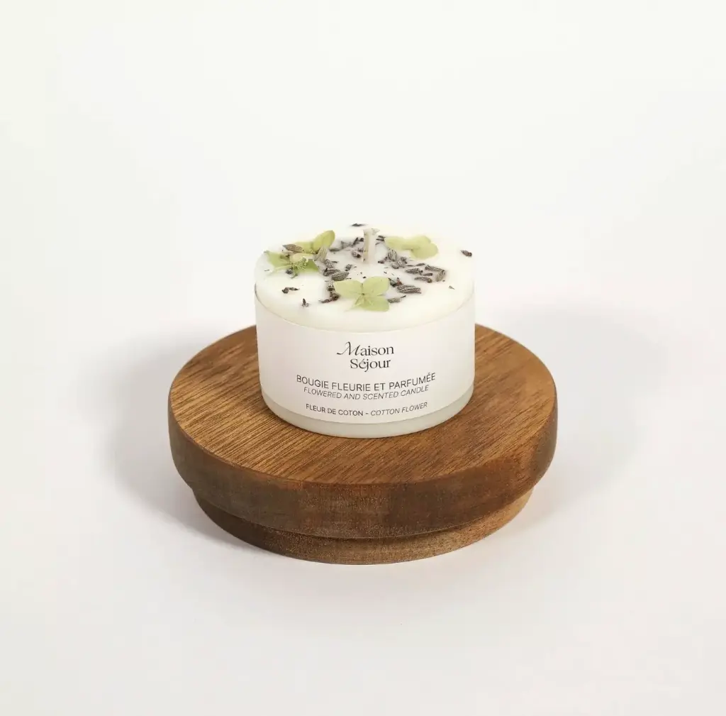 MAISON SEJOUR - FLEUR DE COTON Bougie fleurs séchées 80g