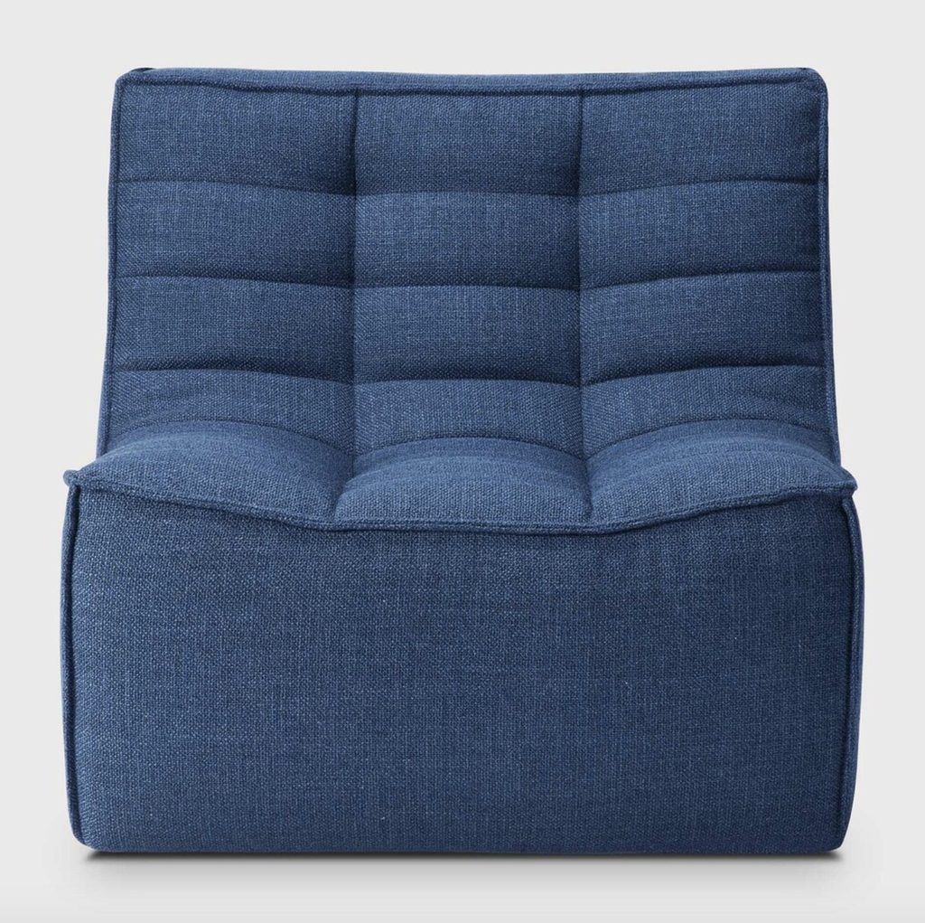 ETHNICRAFT - N701 Canapé 1 Place - Tissu Standard (Bleu)