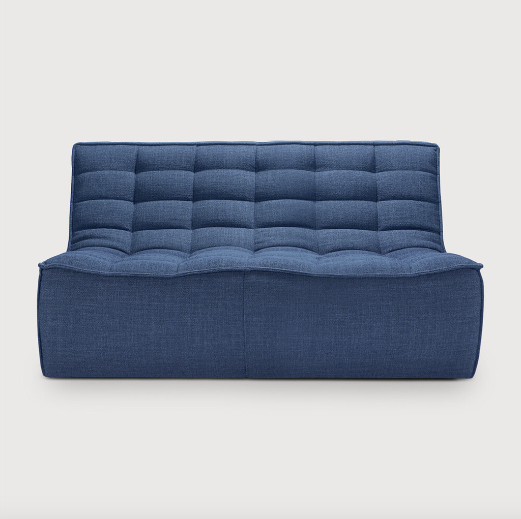 ETHNICRAFT - N701 Canapé 2 Places - Tissu Standard (Différents coloris) (Bleu)