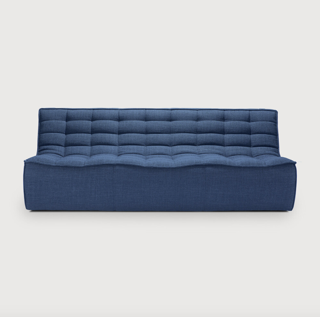 ETHNICRAFT - N701 Canapé 3 Places - Tissu Standard (Bleu)
