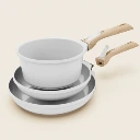 COOKUT - L'incroyable Batterie de cuisine TRIO Poêles 24cm et 28cm + Casserole 20cm avec poignées amovibles