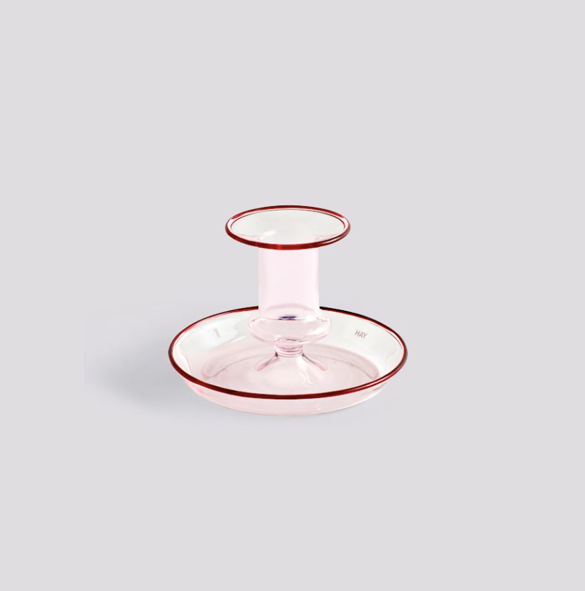 HAY - Bougeoir FLARE Candleholder Rose/Blanc