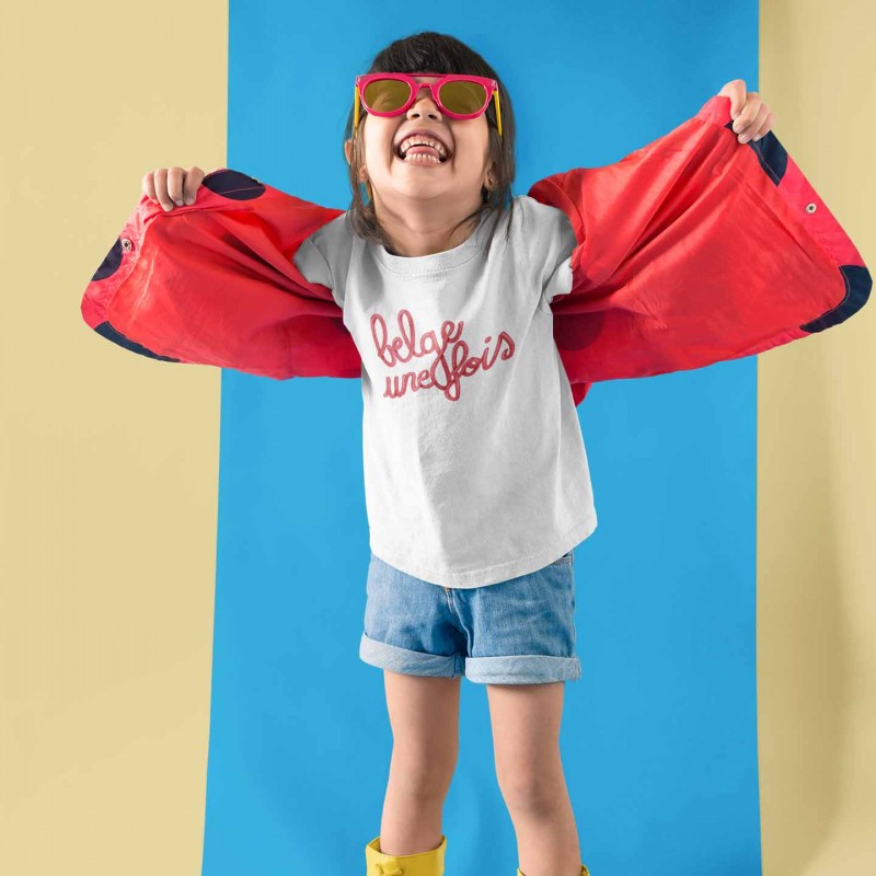BELGE UNE FOIS - T-shirt Enfant BELGE UNE FOIS Candy Blanc/Rouge