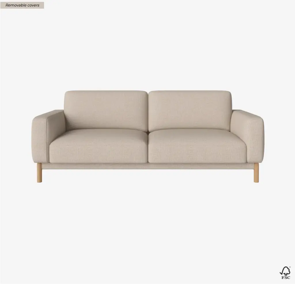 BOLIA - Canapé CHLEO 2,5 places 209x95xH79cm LONDON Light beige