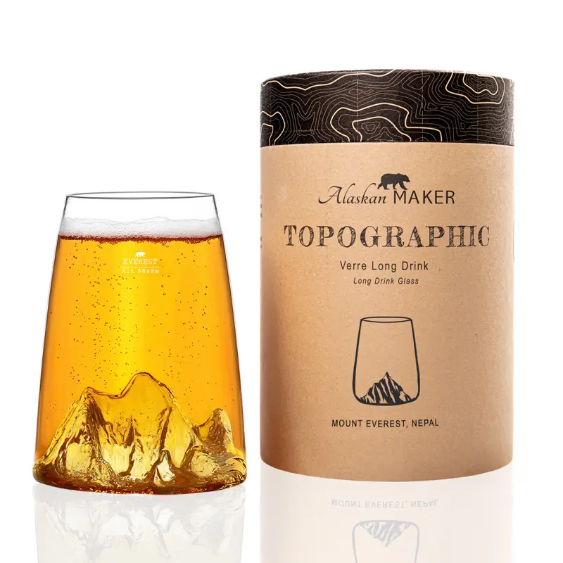 [TOPO-VD-E] ALASKAN MAKER - Verre Long drink TOPOGRAPHIC  : Mont Everest
