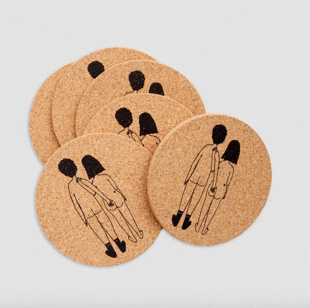 HELEN B - Sous-verres Cork NAKED COUPLE BACK (Set de 6)