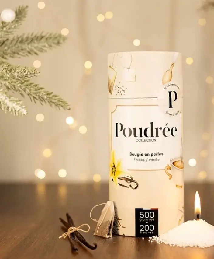 POUDREE PARIS - Recharge parfumée de Bougie 500gr NOËL Épices / vanille