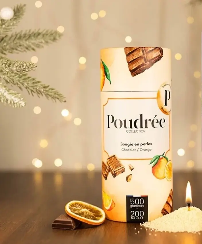POUDREE PARIS - Recharge parfumée de Bougie 500gr NOËL Chocolat orange