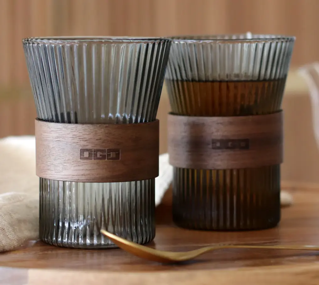 OGO LIVING - Lot de 2 tasses KARL graphite en verre borosilicate 250ml
