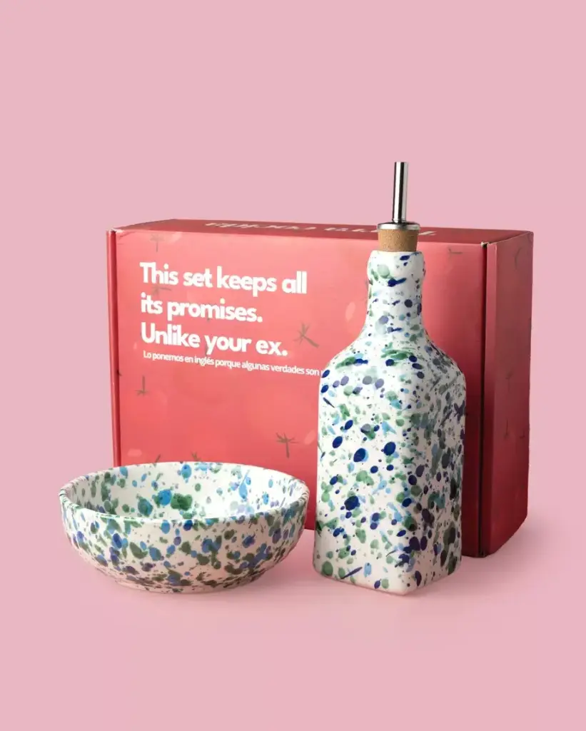 ALFAR TIERRA COCIDA - Ensemble de petit-déjeuner en céramique avec huilier et râpe / Coral 