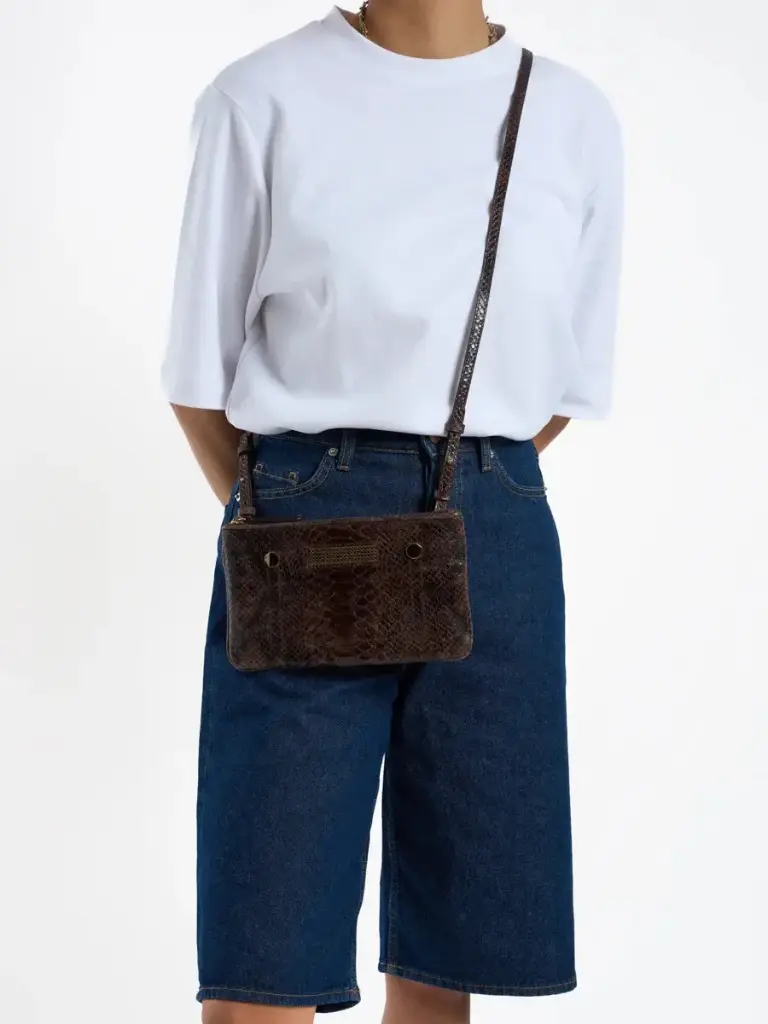 CLIO GOLDBRENNER - Sac MINI PYTHON CHOCO BROWN