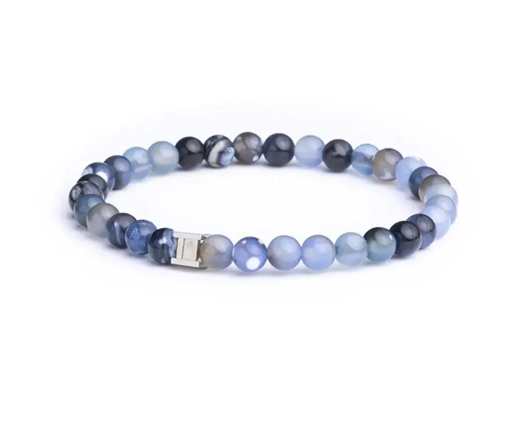 Gemini - Bracelet avec pierre 6mm Oeil de tigre Bleu (gem  Indigo) 