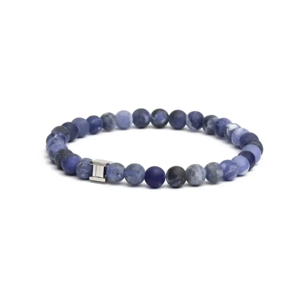 Gemini - Bracelet avec pierre 6mm Bleu (gem Mat blue) 