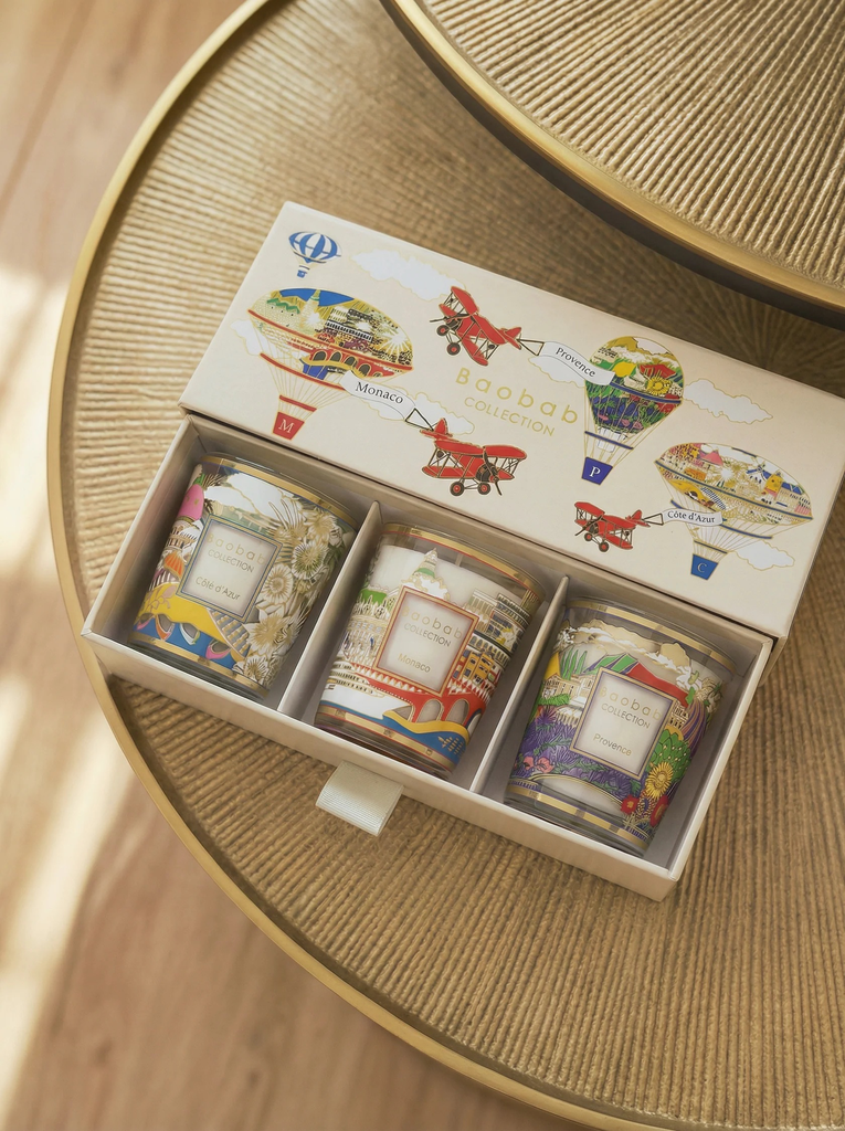 [MAX06BOXTRIO-PMC] BAOBAB - Coffret TRIO TRAVEL Candles (Provence - Monaco - Côte d'Azur)