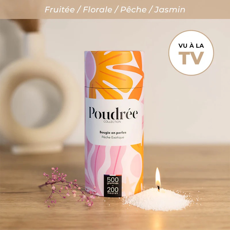 POUDREE PARIS - Recharge Parfumée de Bougie 500gr FLORA - PÊCHE EXOTIQUE