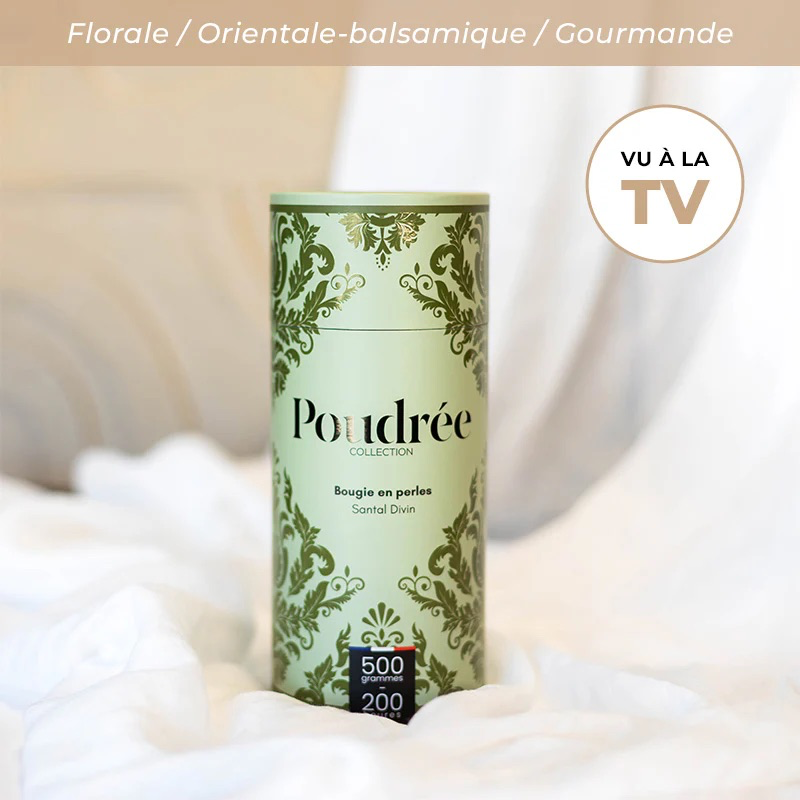 POUDREE PARIS - Recharge parfumée de Bougie 500gr HÉRITAGE - SANTAL DIVIN