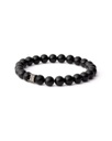 Gemini - Bracelet avec pierre d'Onyx en 8mm et logo noir (noir)