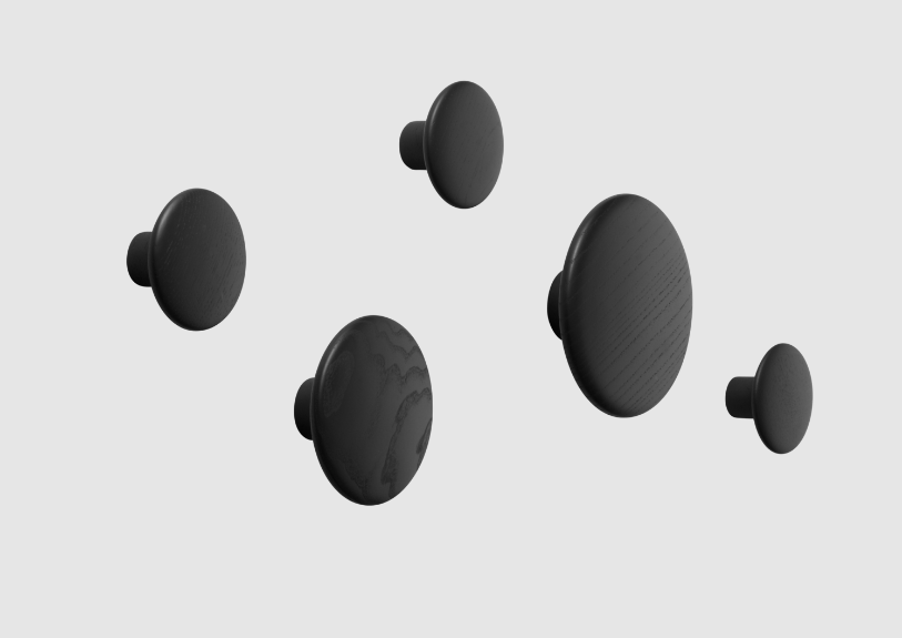 MUUTO - Patères THE DOTS Gift Box 5 pieces BLACK