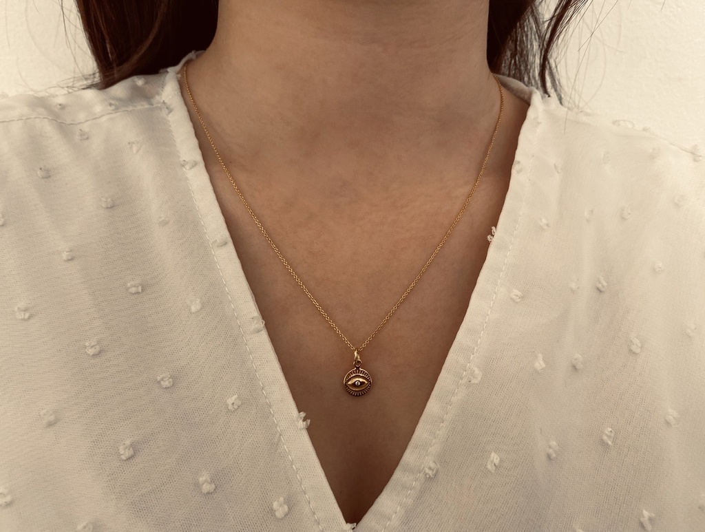DELFEA - COLLIER Doré Médaillon Oeil