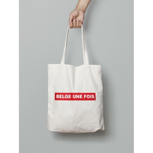 BELGE UNE FOIS - Totebag Blanc BELGE UNE FOIS Fond Rouge