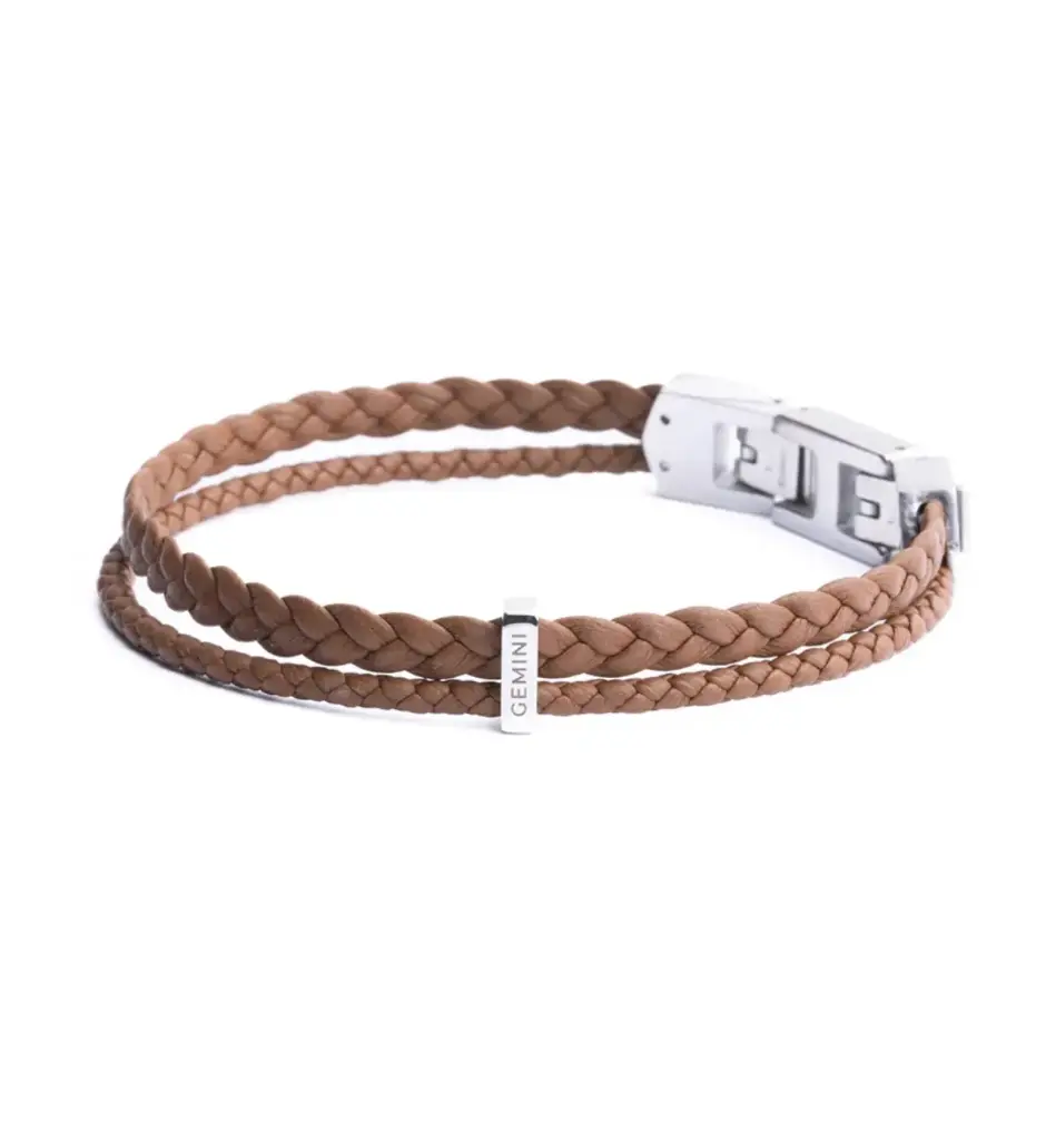GEMINI - Bracelet DUO Double Cuir Nappa BROWN