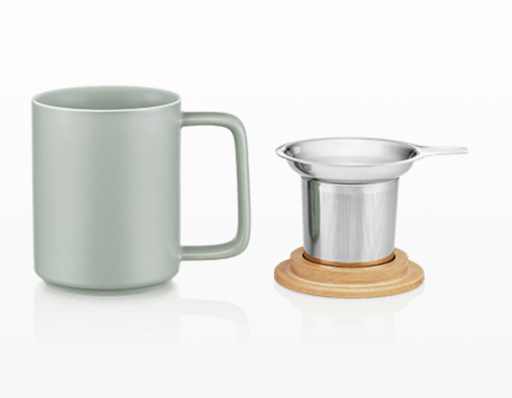 KUSMI TEA - Mug Porcelaine avec filtre 48cl (vert gris)
