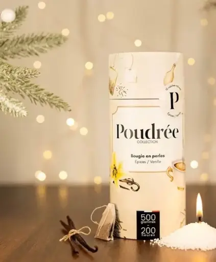 POUDREE PARIS - Recharge parfumée de Bougie 500gr NOËL Épices / vanille